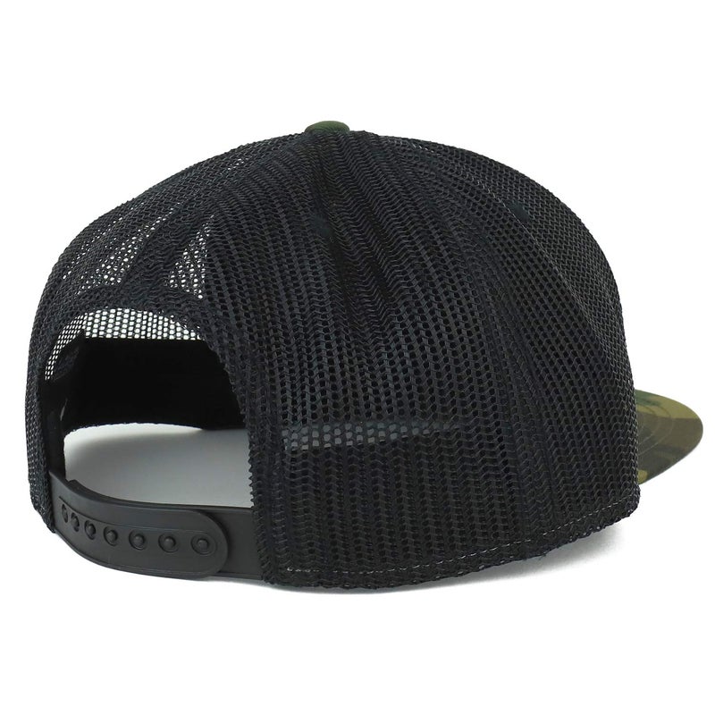 Armycrew Oversize XXL Blank Camouflage Flatbill Mesh Snapback Cap - Camo Black - 2XL - Image 4